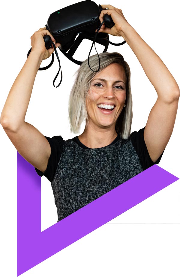 Image of a business woman with a VR headset